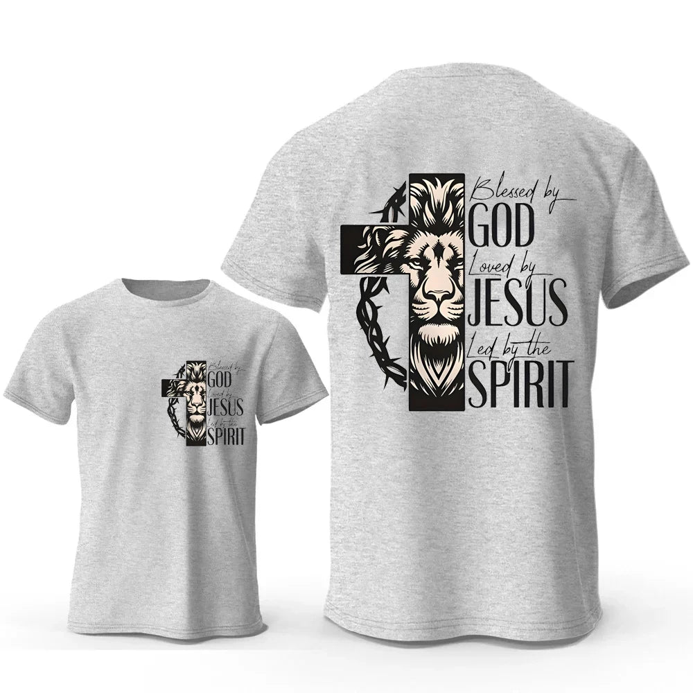 Men Casual T Shirt - Blessed By God, Loved By Jesus, Led By The Spirit