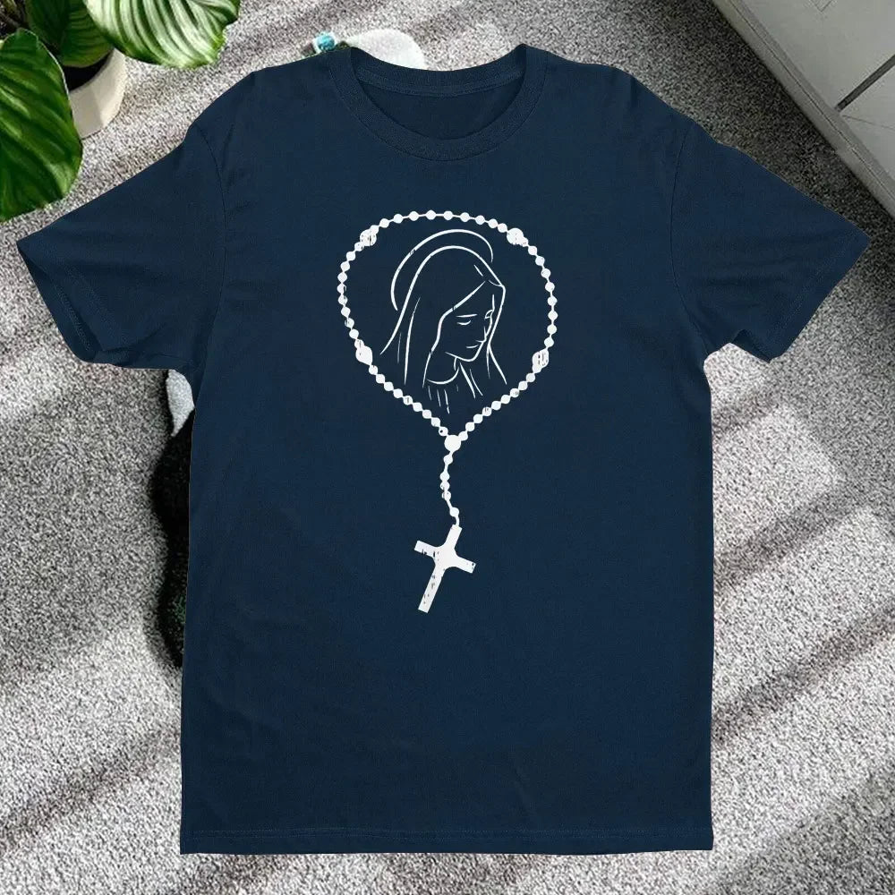 Christian Rosary Cross Guadalupe Virgin Mary T-Shirt