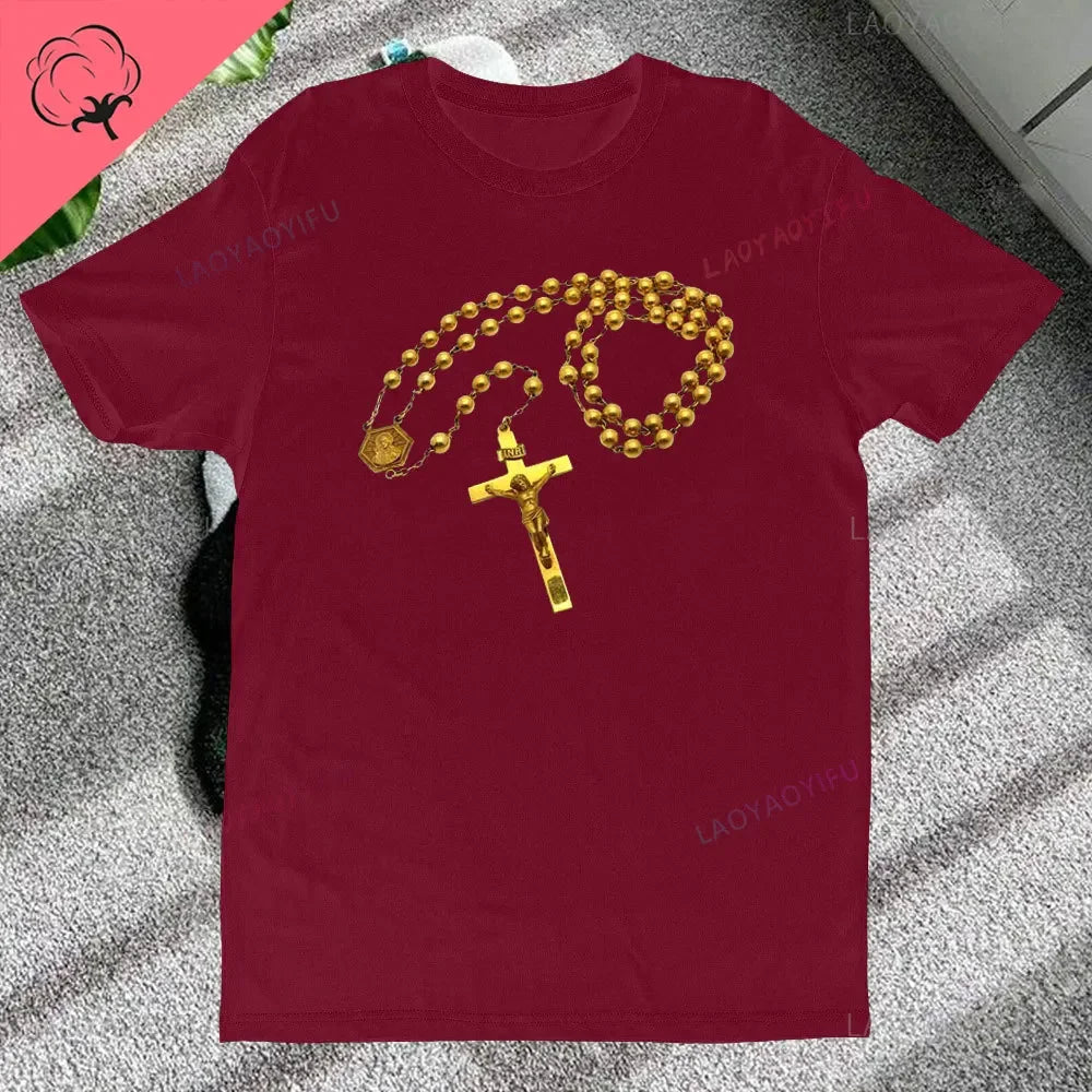 Christian Rosary Cross Guadalupe Virgin Mary T-Shirt