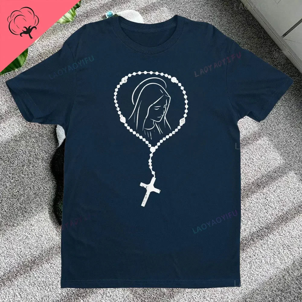 Christian Rosary Cross Guadalupe Virgin Mary T-Shirt