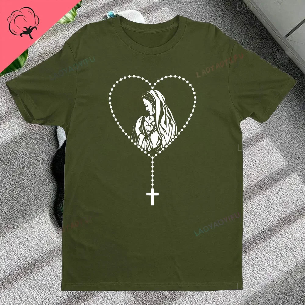 Christian Rosary Cross Guadalupe Virgin Mary T-Shirt