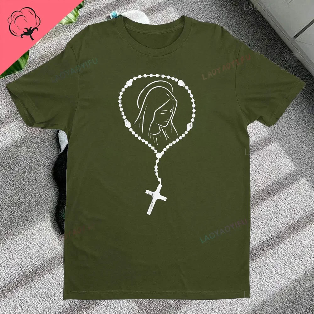 Christian Rosary Cross Guadalupe Virgin Mary T-Shirt