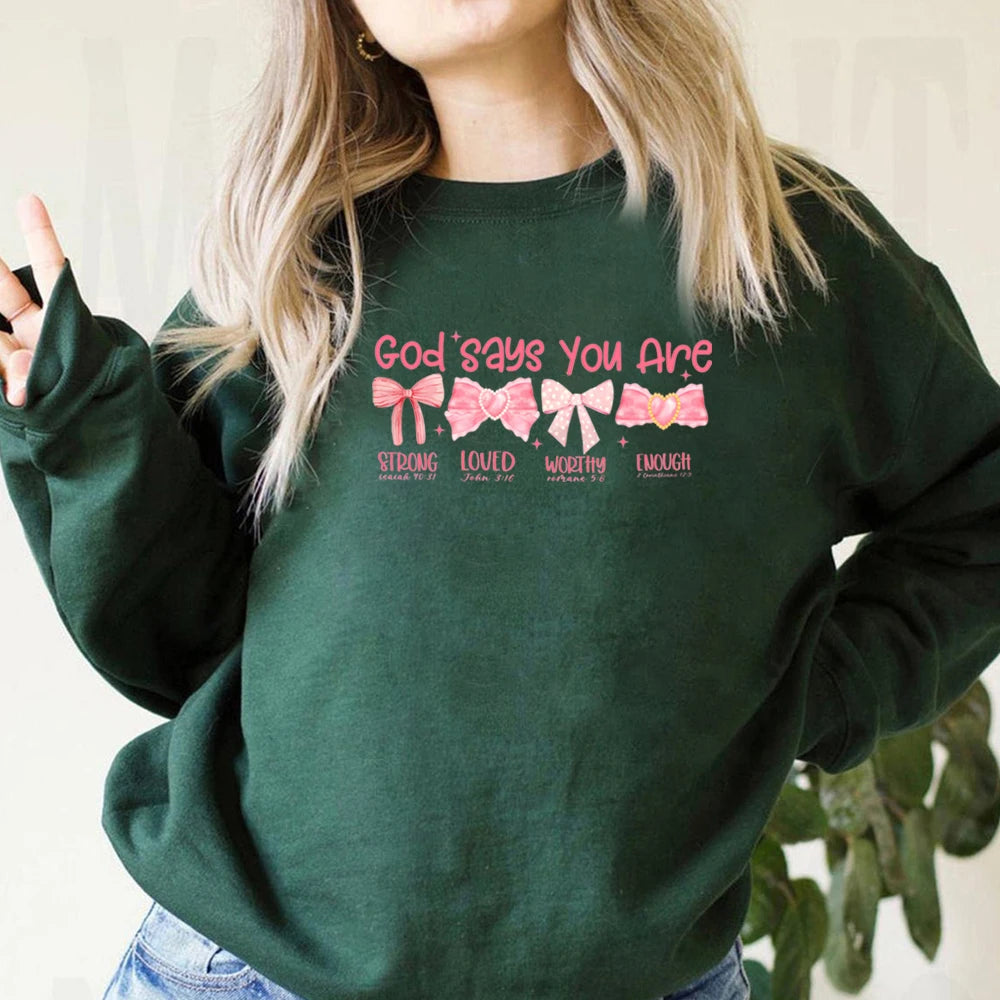 Aesthetic God Says I Am Coquette Sweatshirt