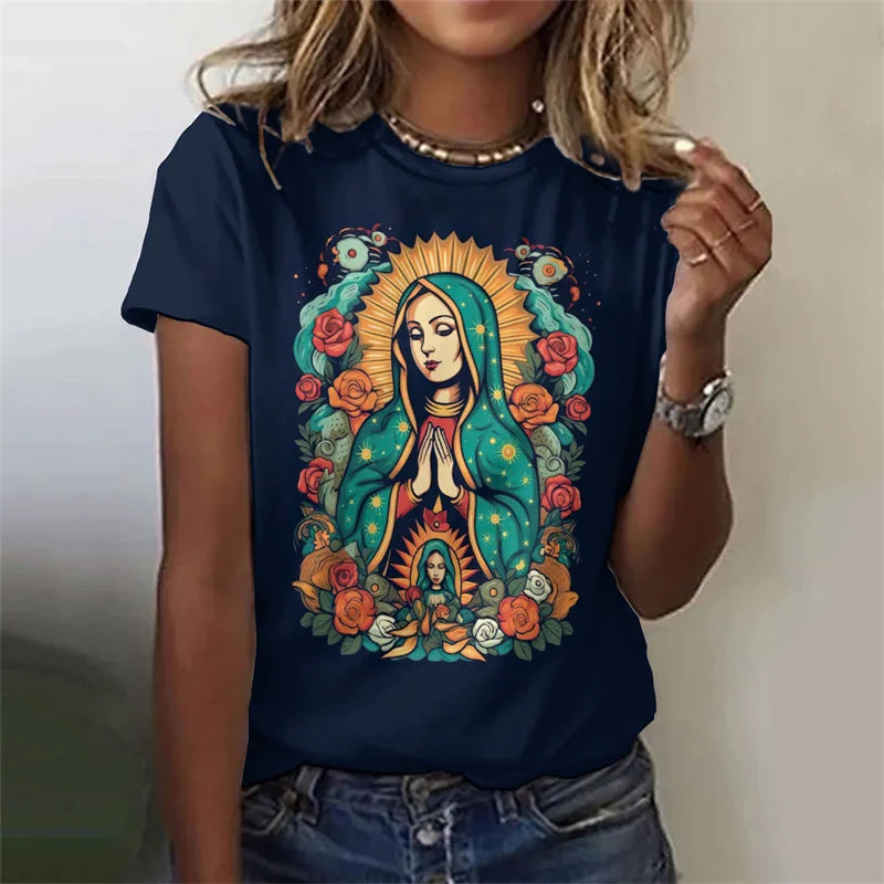Virgin Mary Pattern T-Shirt