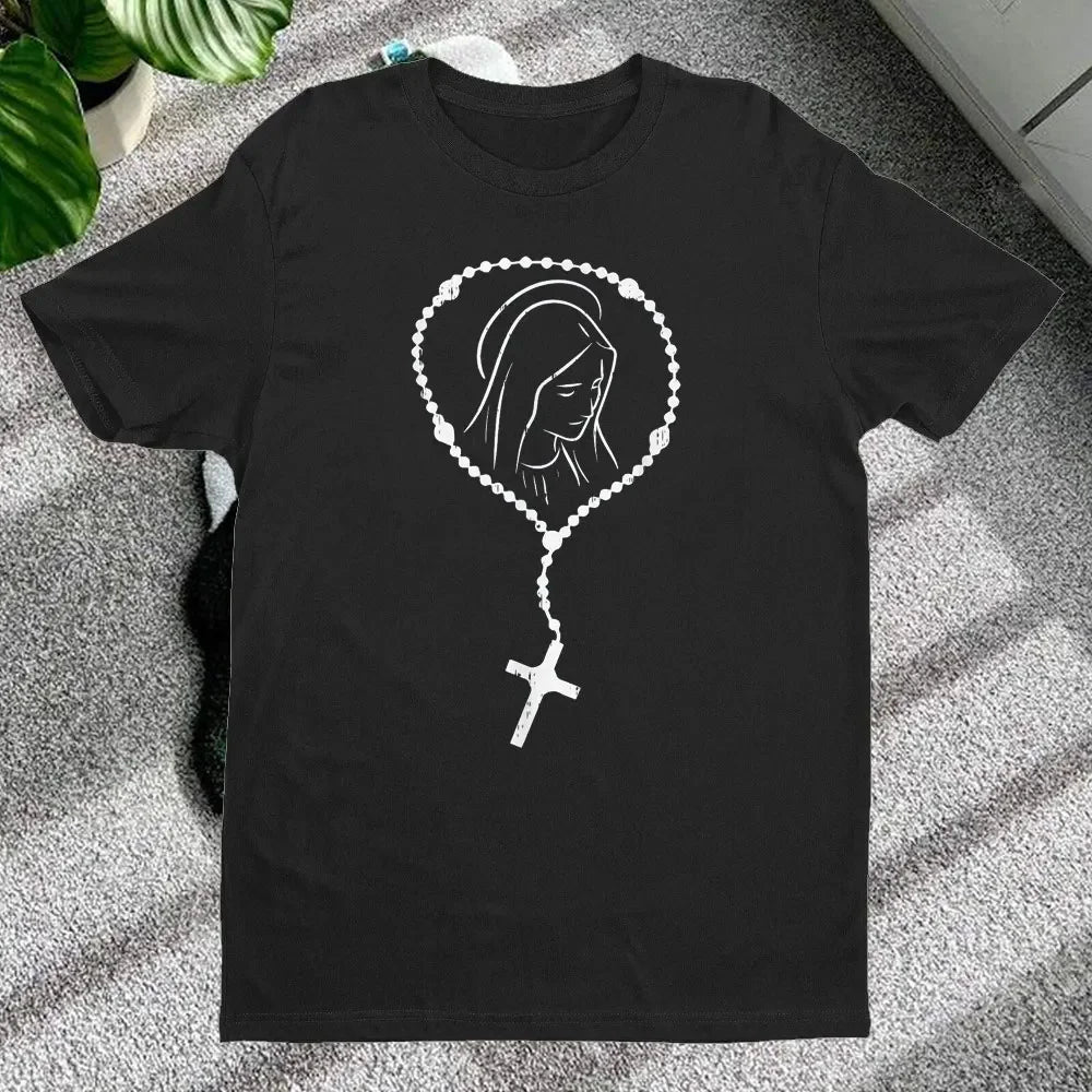 Christian Rosary Cross Guadalupe Virgin Mary T-Shirt