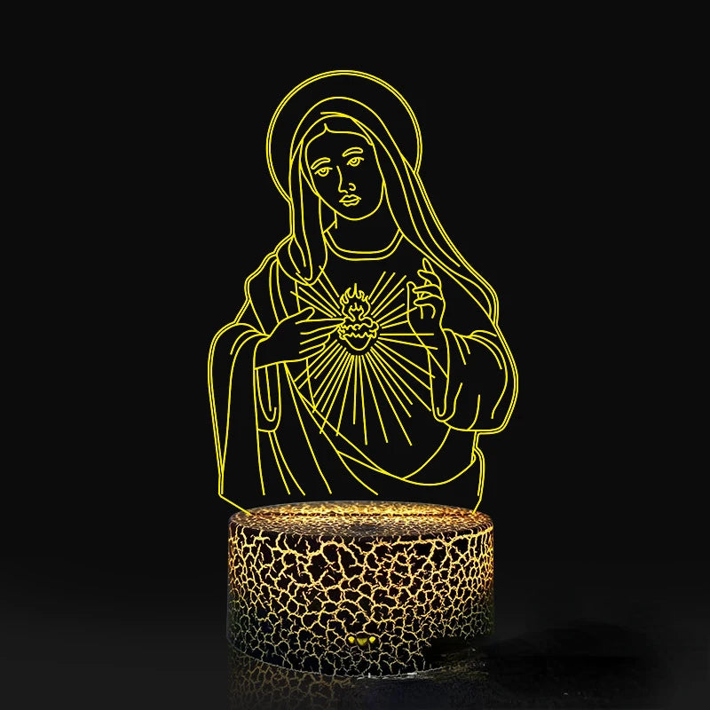 Nighdn Jesus Virgin Mary 3D Night Light