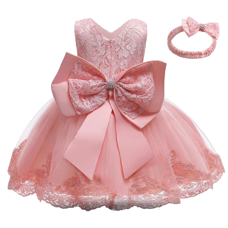 Baby & Toddler Girl Baptism Dresses White Lace Flower Tulle Gown