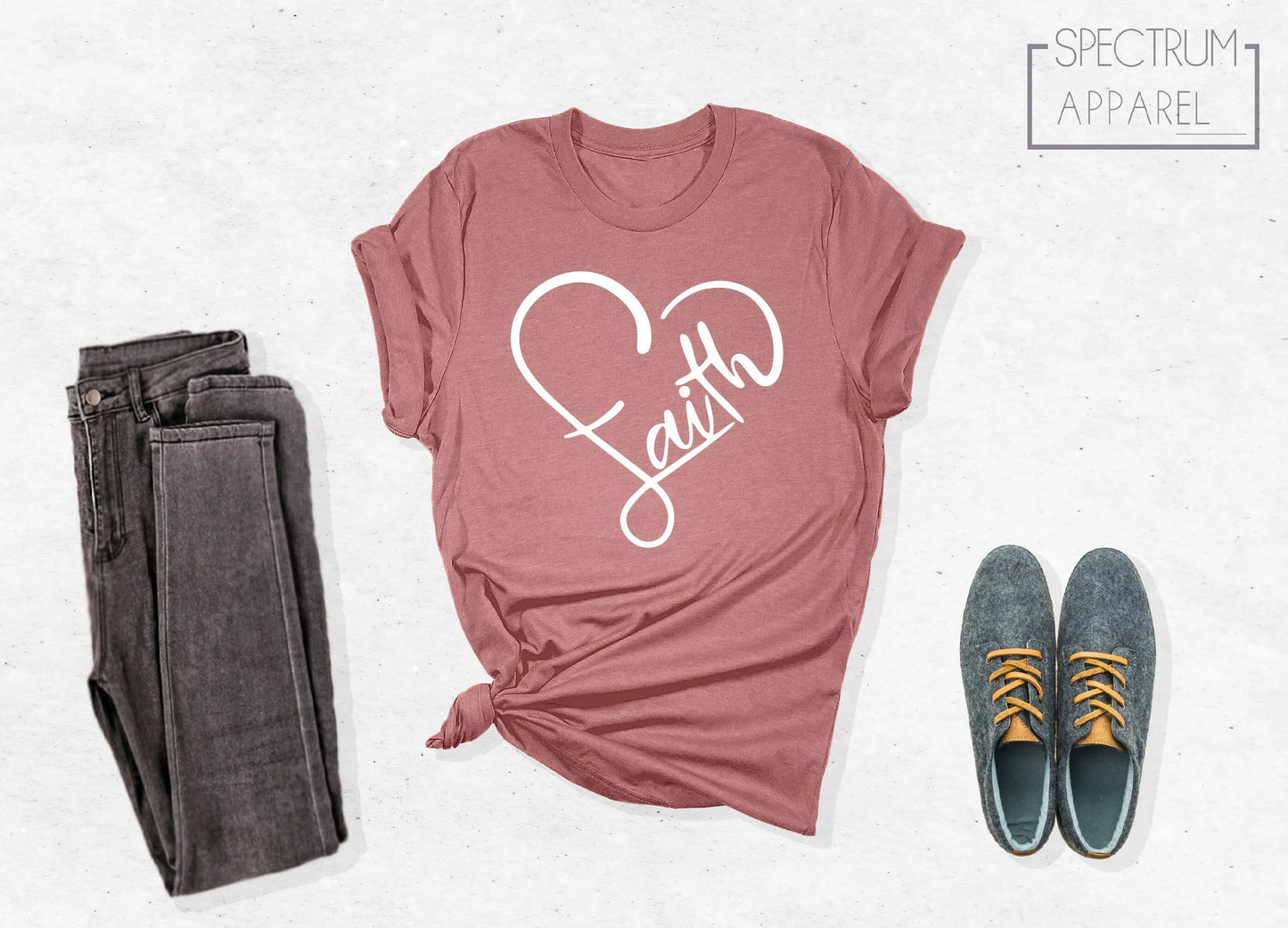 Faith T Shirt Heart Jesus Christian Blessed Cross