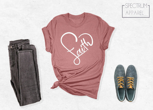 Faith T Shirt Heart Jesus Christian Blessed Cross