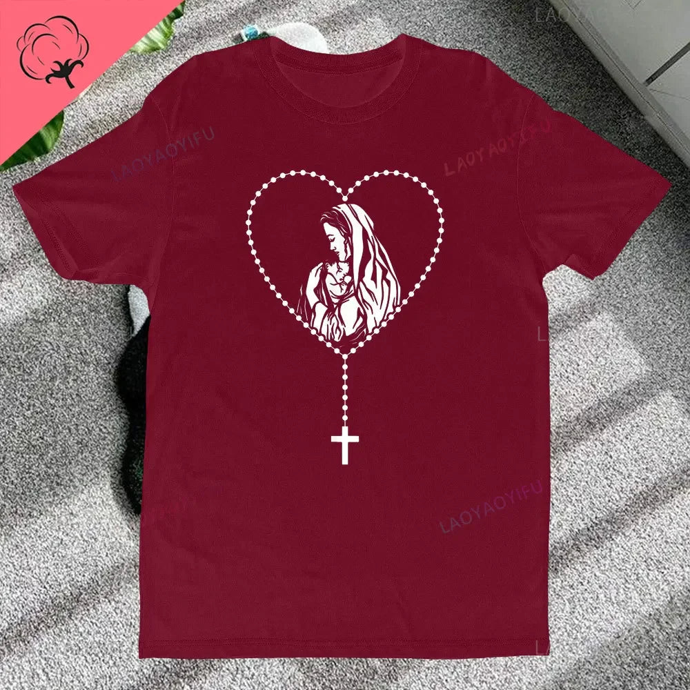 Christian Rosary Cross Guadalupe Virgin Mary T-Shirt