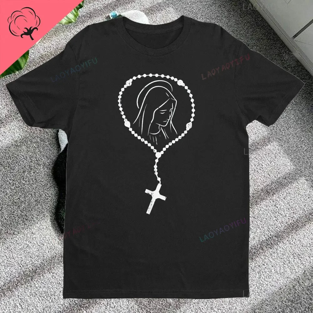 Christian Rosary Cross Guadalupe Virgin Mary T-Shirt