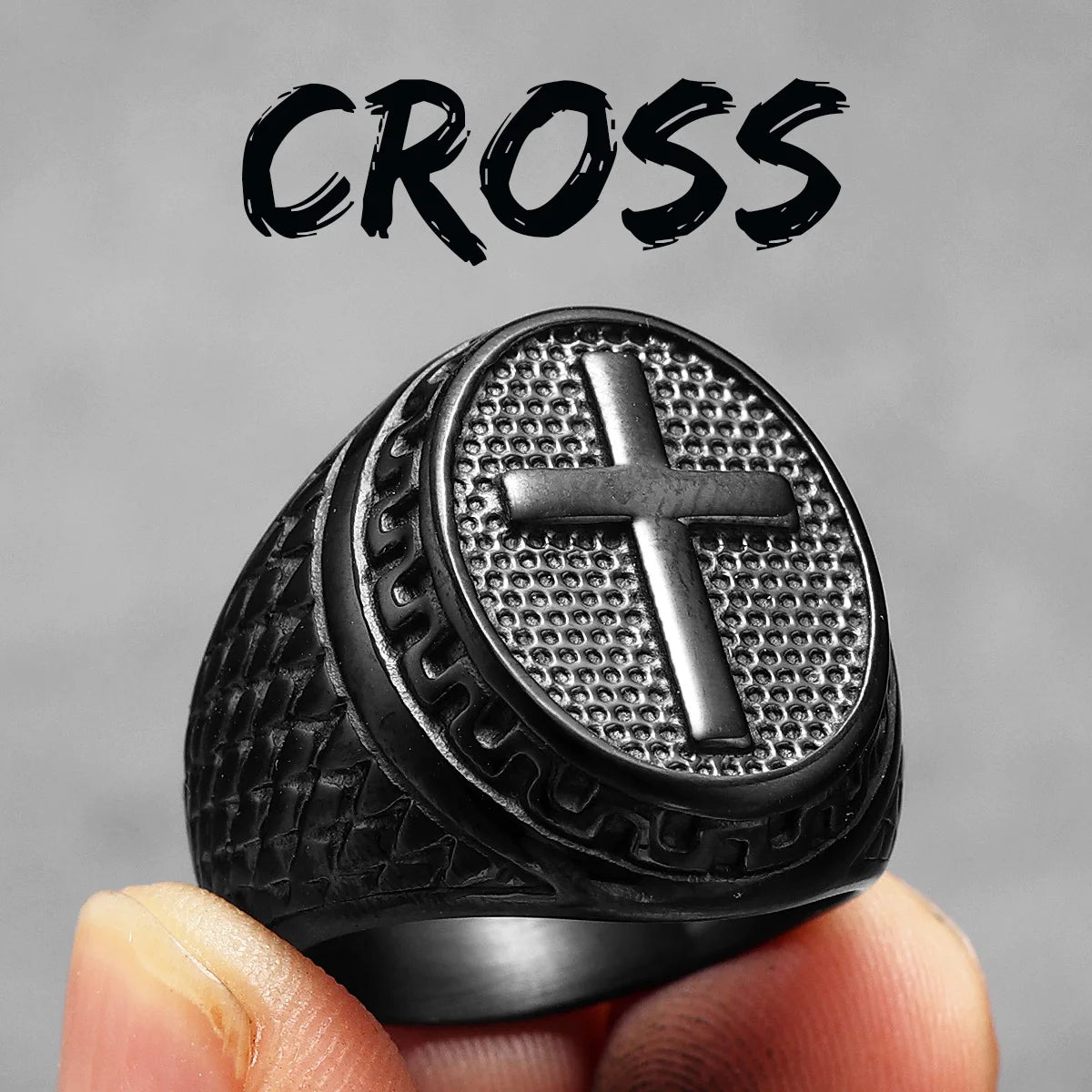 Christian Cross Black Rings