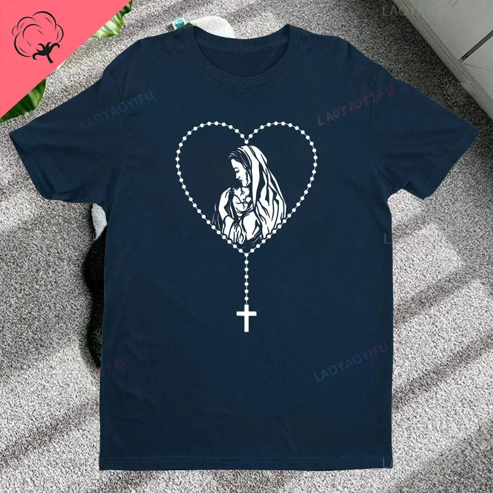 Christian Rosary Cross Guadalupe Virgin Mary T-Shirt