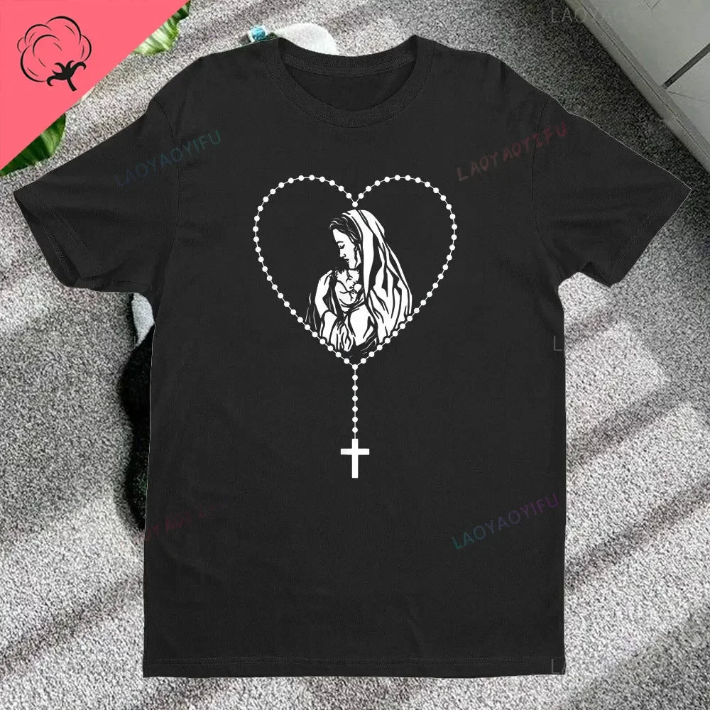 Christian Rosary Cross Guadalupe Virgin Mary T-Shirt