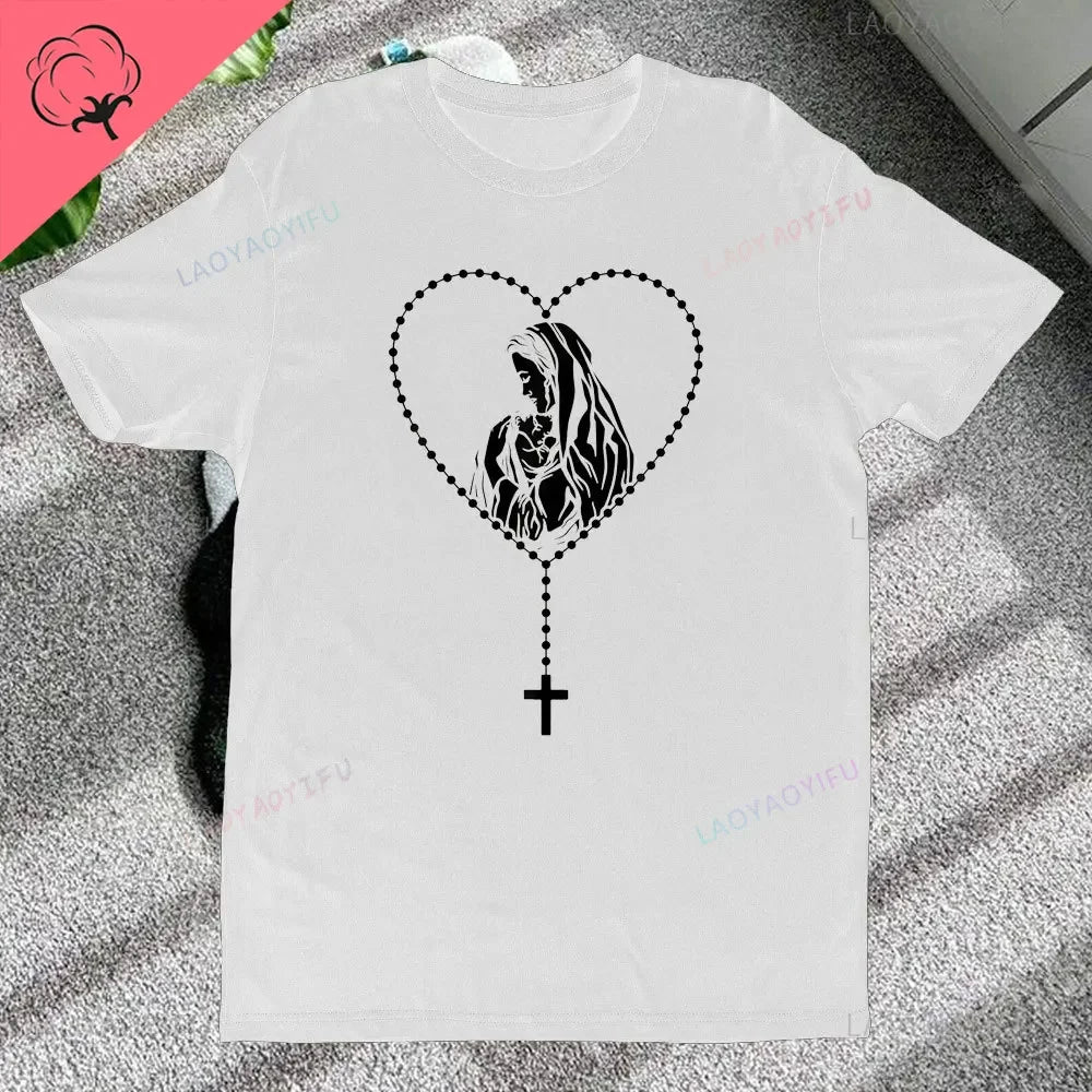 Christian Rosary Cross Guadalupe Virgin Mary T-Shirt