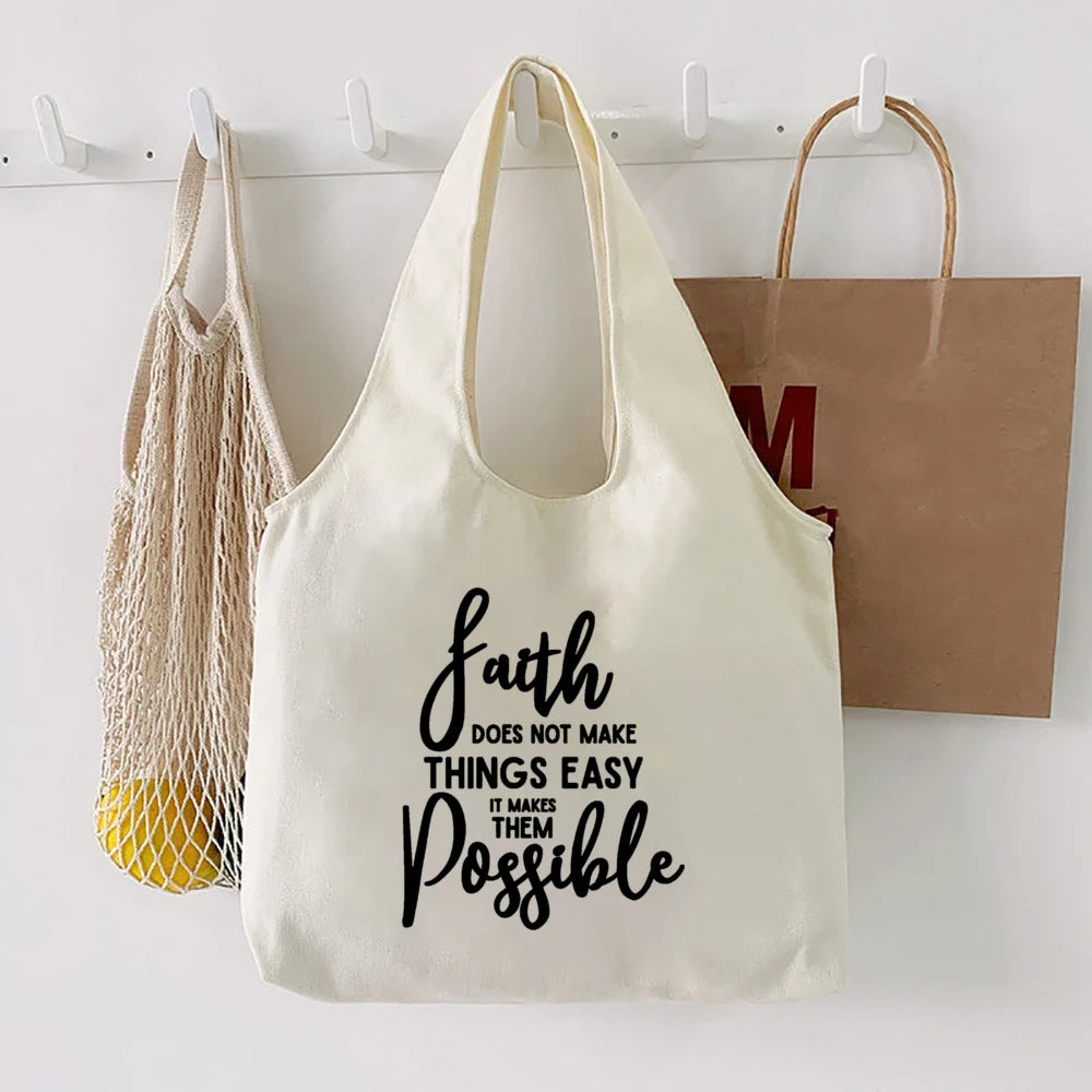 Faith Hope Love Print Tote Bag