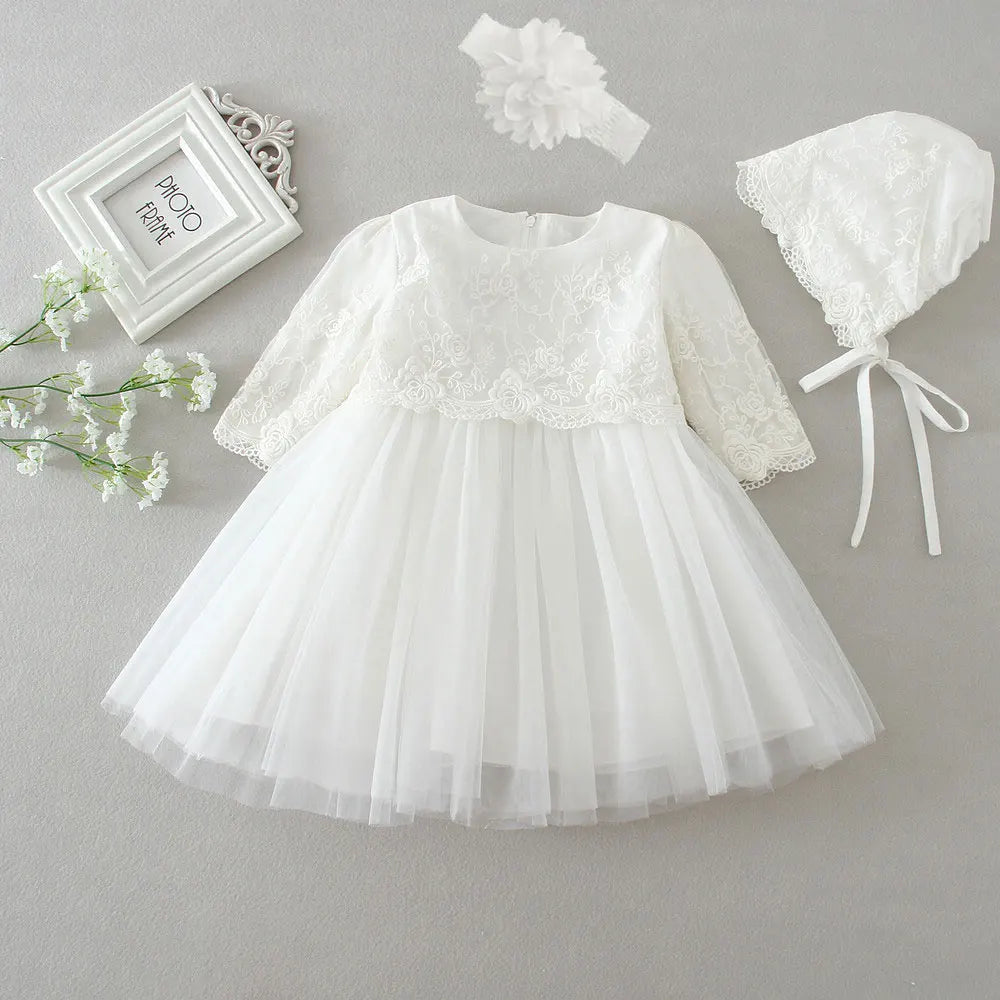 Baby & Toddler Girls Dress Long Sleeve for Baptism 3-24 month