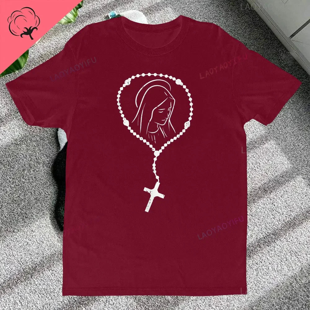Christian Rosary Cross Guadalupe Virgin Mary T-Shirt