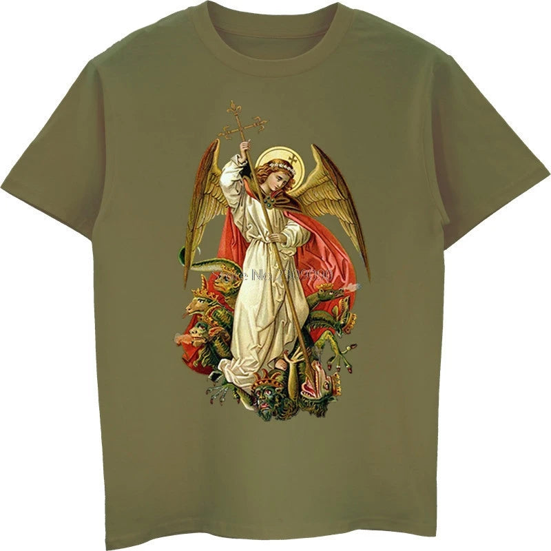 Saint Michael Destroy The Devil Catholic Christian T Shirt