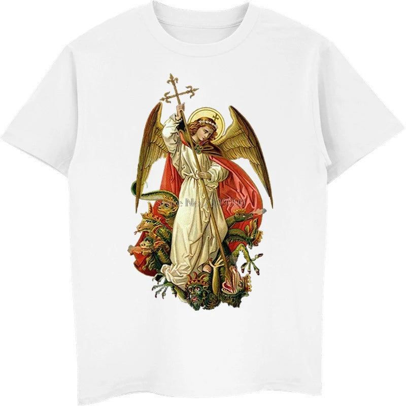 Saint Michael Destroy The Devil Catholic Christian T Shirt