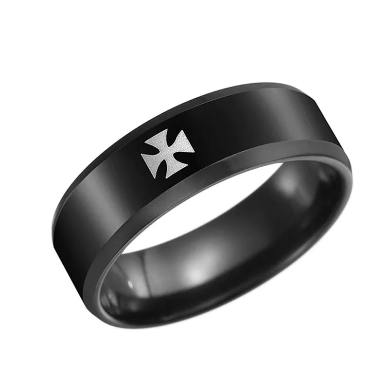 English Titanium Steel Christian Cross Bible Ring