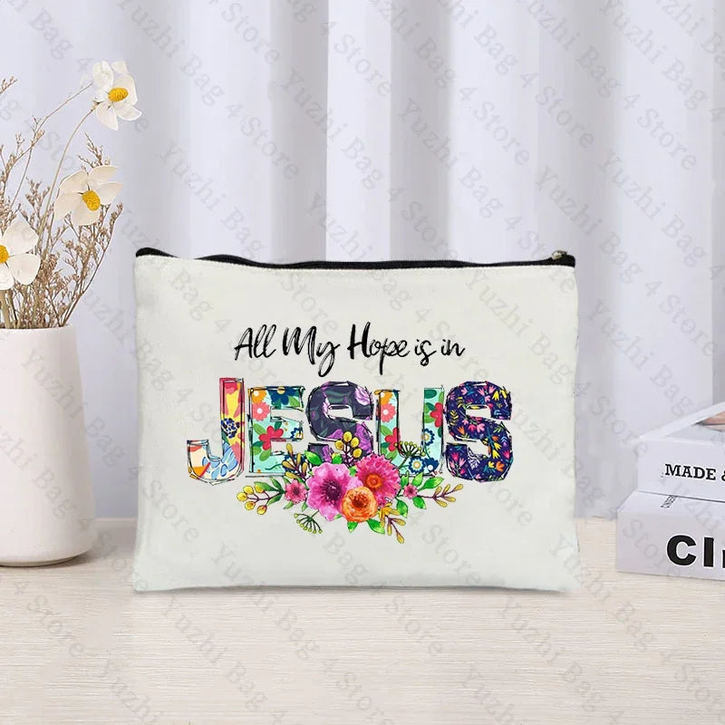 Love Jesus Pattern Zipper Makeup Bag