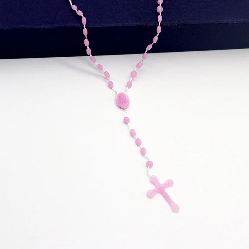 Luminous Catholic Christ Jesus Cross Plastic Rosary