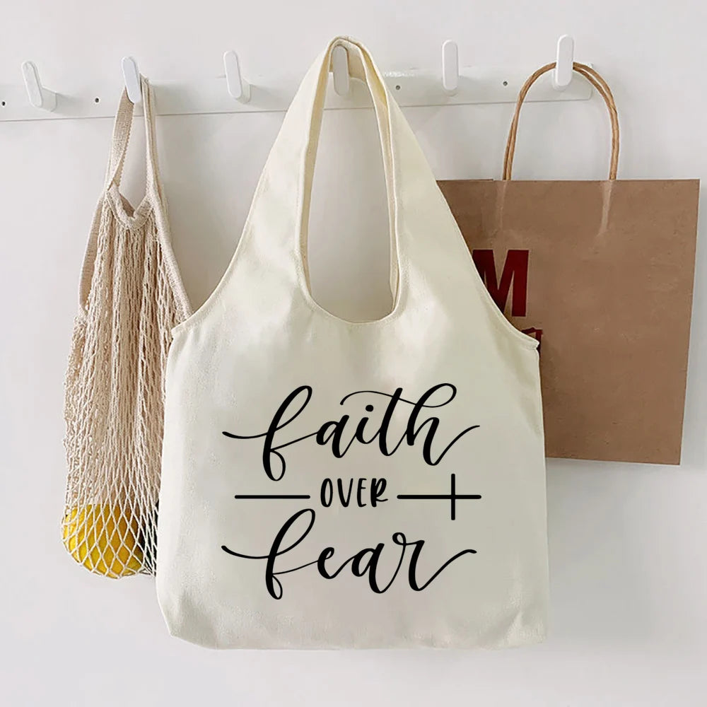 Faith Hope Love Print Tote Bag