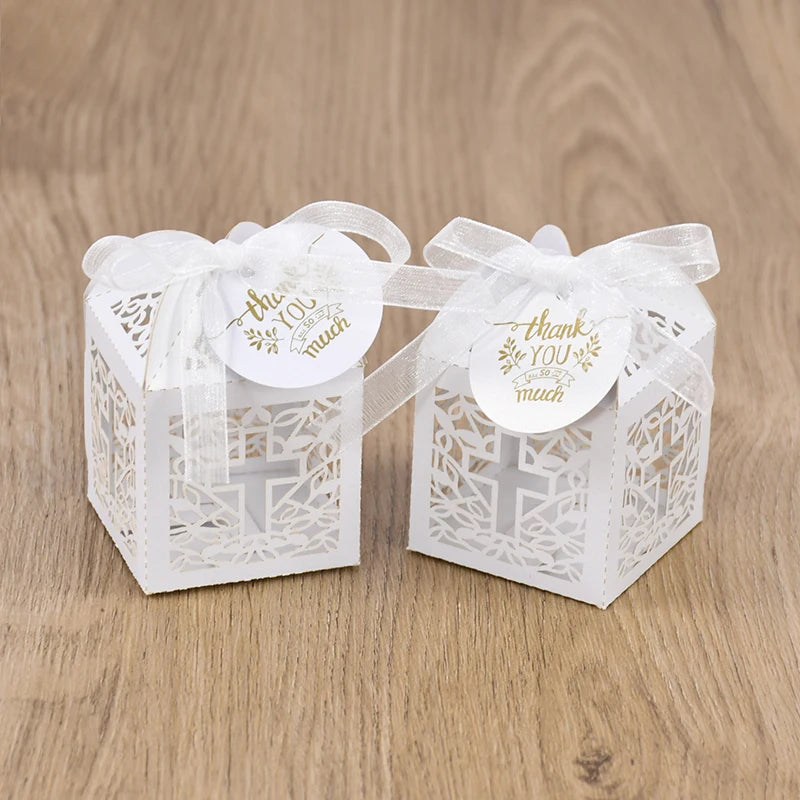 10/50pcs Christening Souvenirs Candy Gift Box