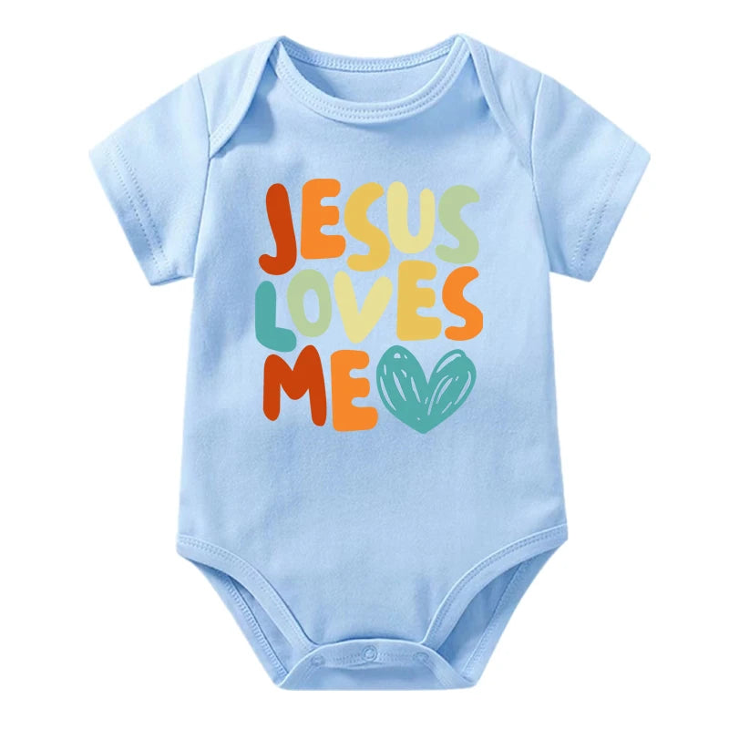 Jesus Loves Me Printed Baby Bodysuit Romper