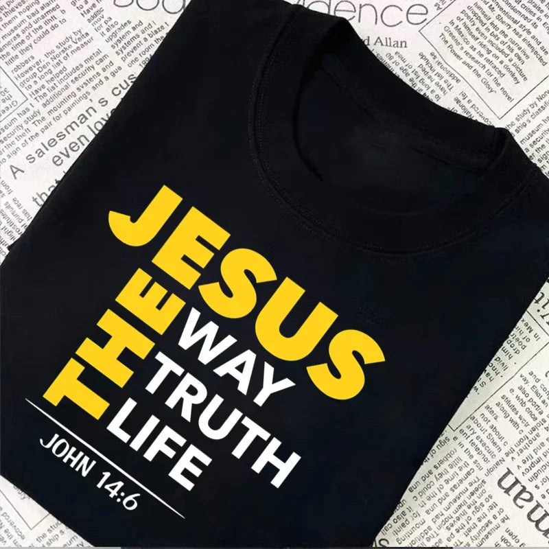 Jesus The Way Truth Life Printed T Shirt