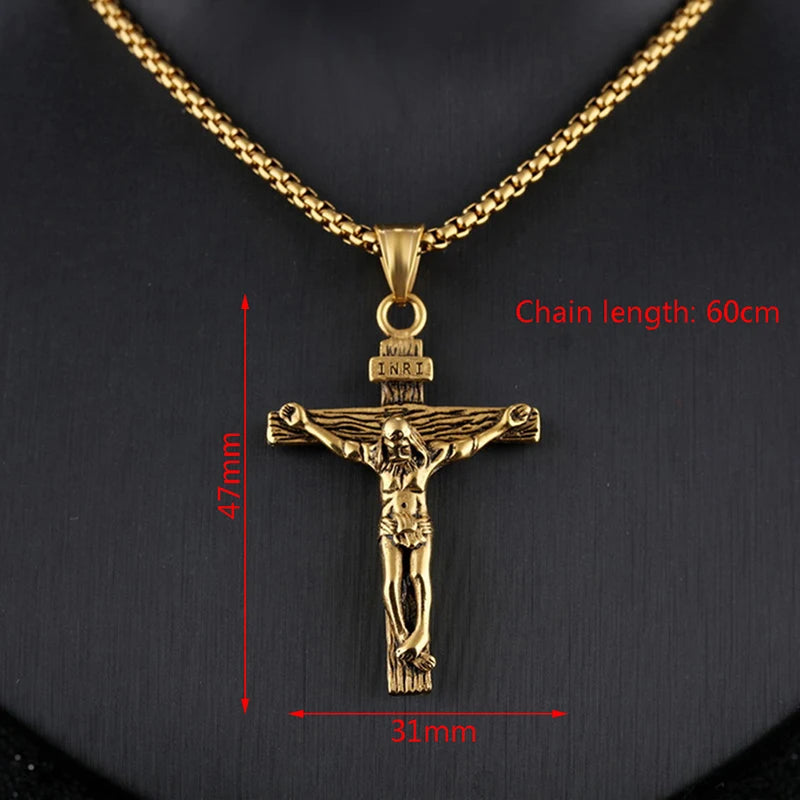 Religious Jesus Cross Stainless Steel Necklace