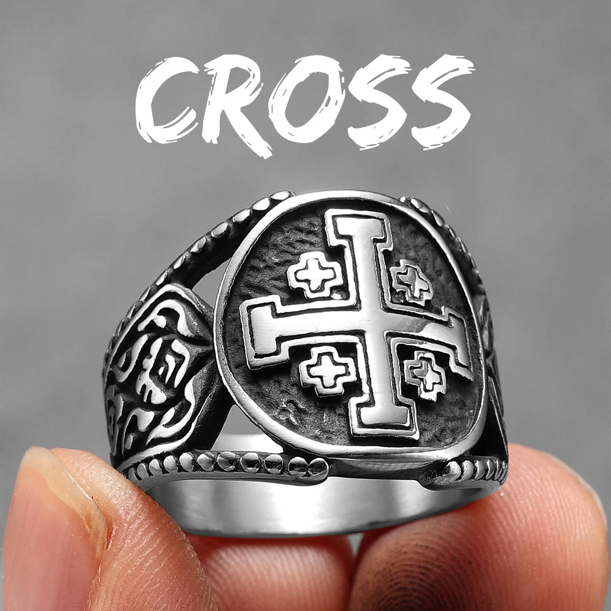 Christian Cross Black Rings