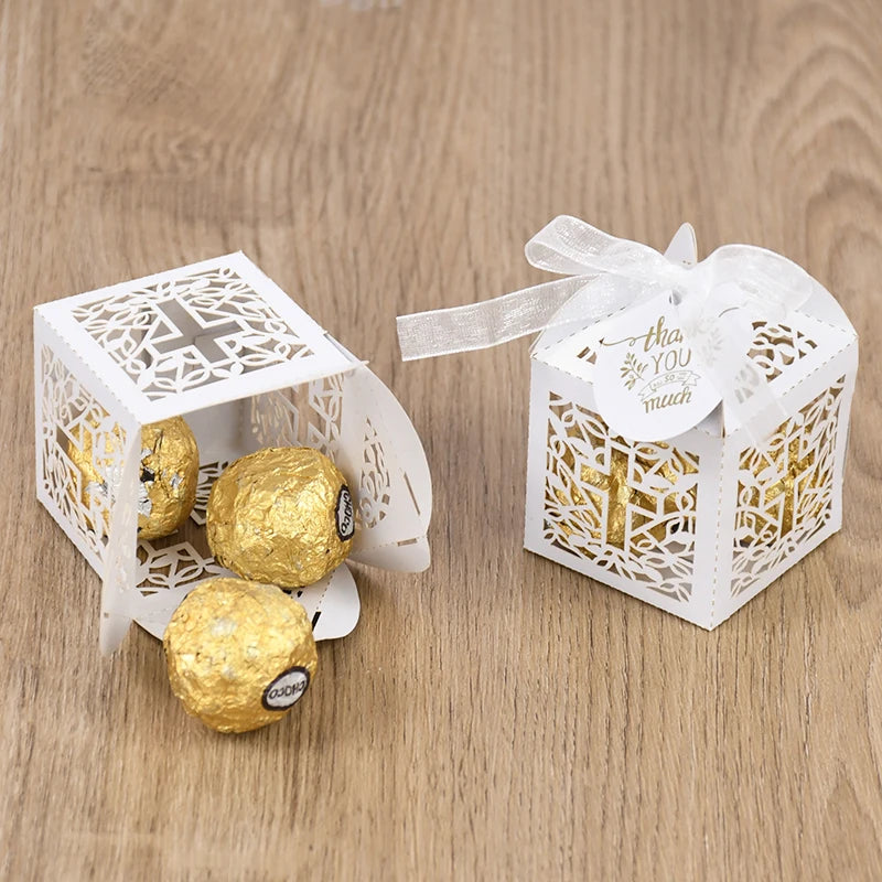 10/50pcs Christening Souvenirs Candy Gift Box