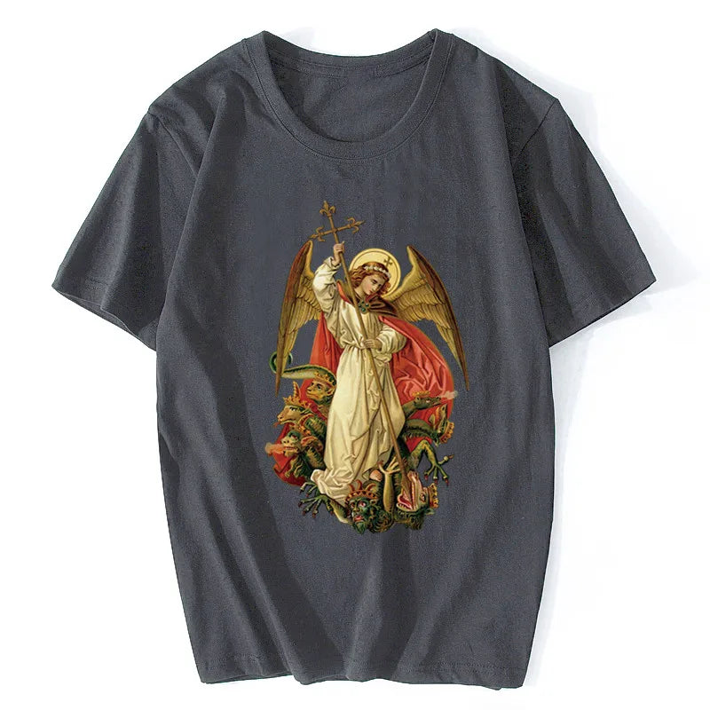 Saint Michael Destroy The Devil Catholic Christian T Shirt