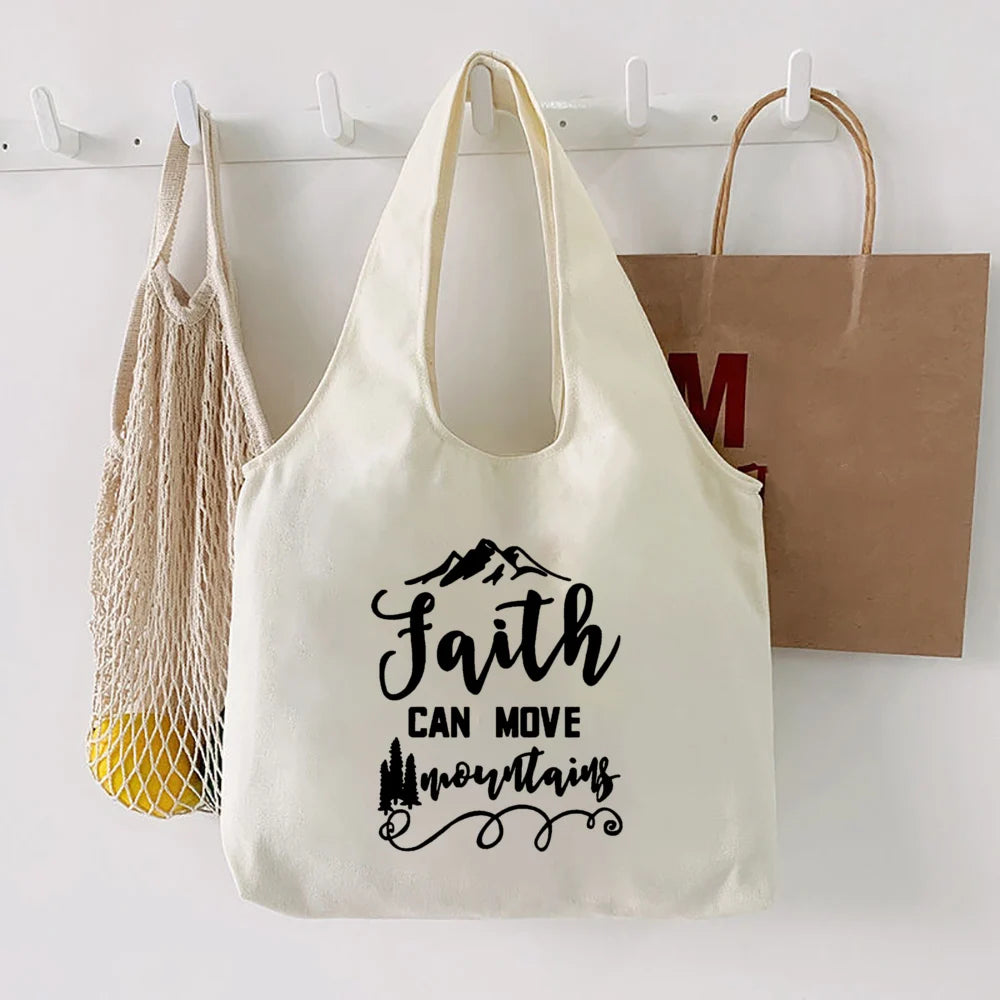 Faith Hope Love Print Tote Bag