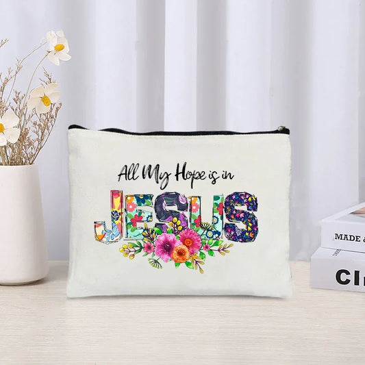 Love Jesus Pattern Zipper Makeup Bag