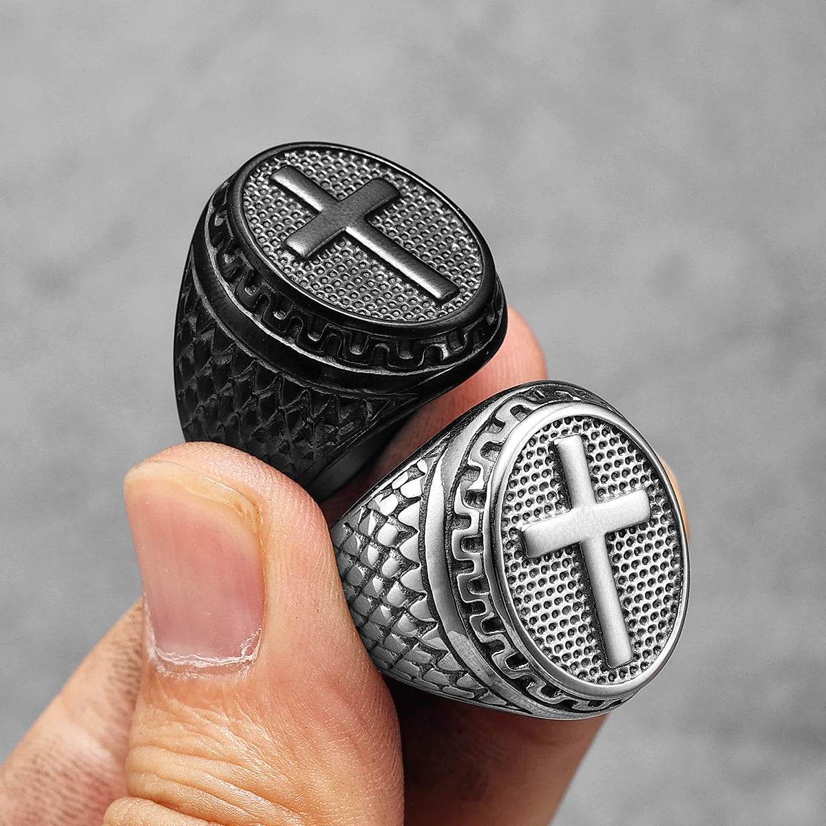 Christian Cross Black Rings