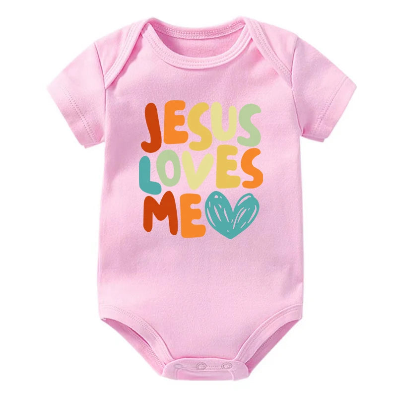 Jesus Loves Me Printed Baby Bodysuit Romper