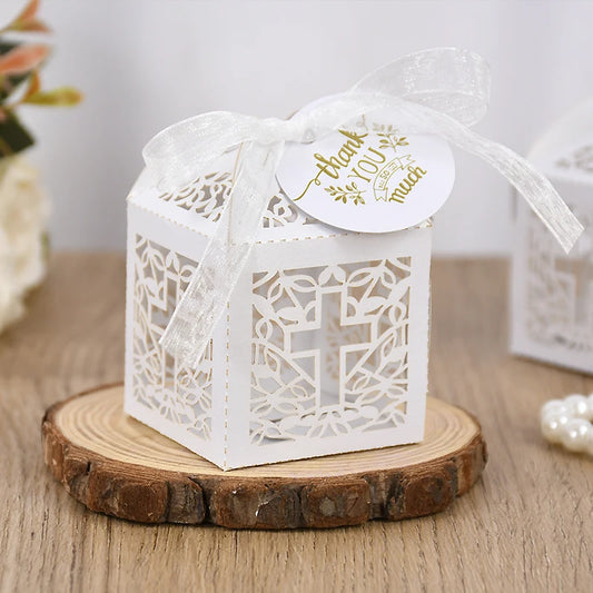 10/50pcs Christening Souvenirs Candy Gift Box