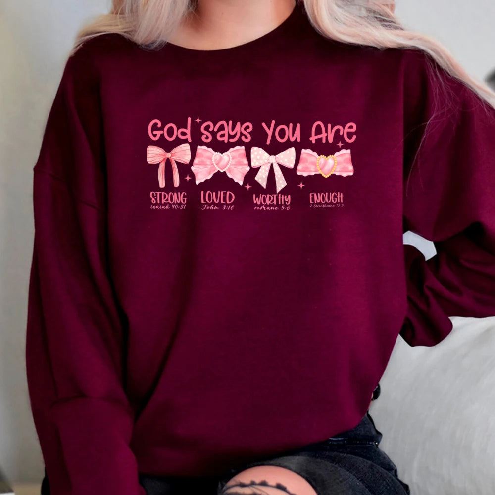 Aesthetic God Says I Am Coquette Sweatshirt