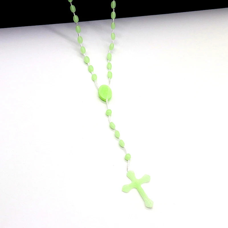 Luminous Catholic Christ Jesus Cross Plastic Rosary