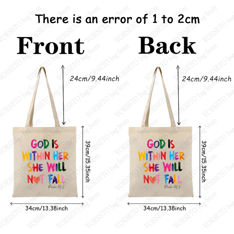 God Is Within Her She Will Not Fall Pattern Tote Bag