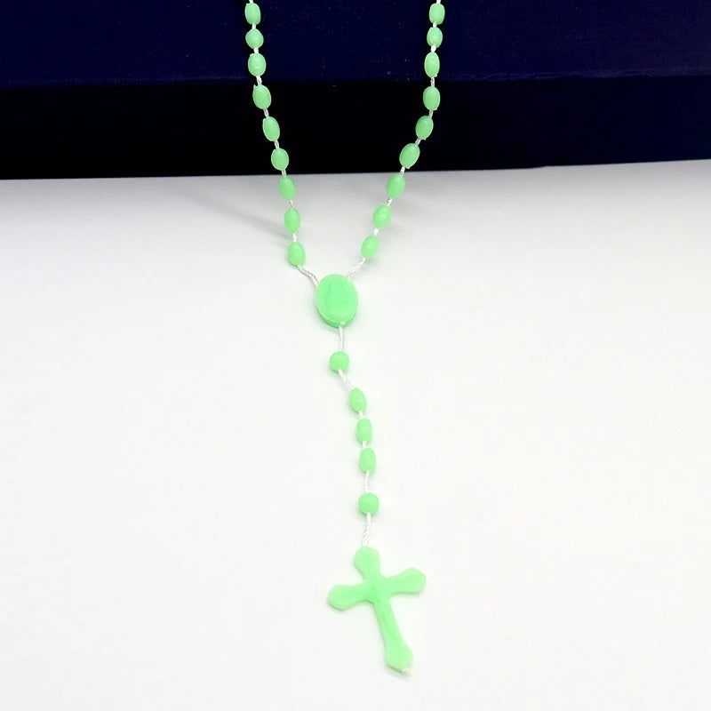 Luminous Catholic Christ Jesus Cross Plastic Rosary