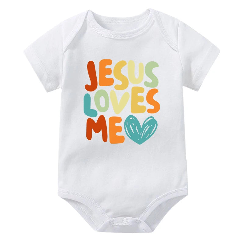 Jesus Loves Me Printed Baby Bodysuit Romper