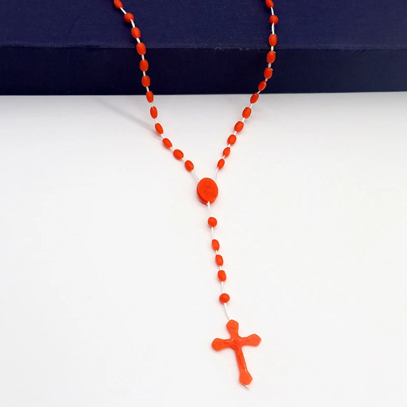 Luminous Catholic Christ Jesus Cross Plastic Rosary