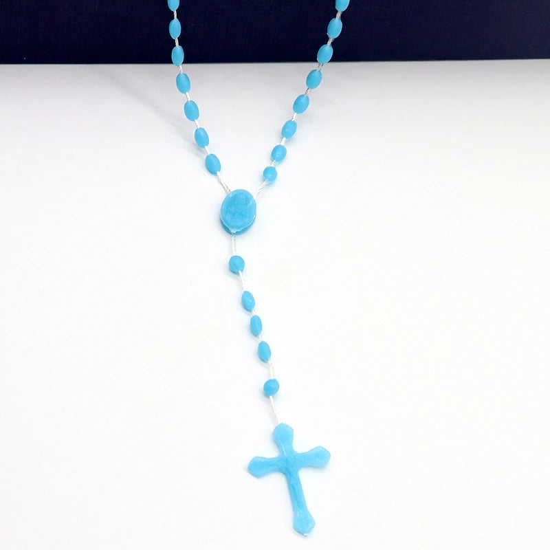 Luminous Catholic Christ Jesus Cross Plastic Rosary