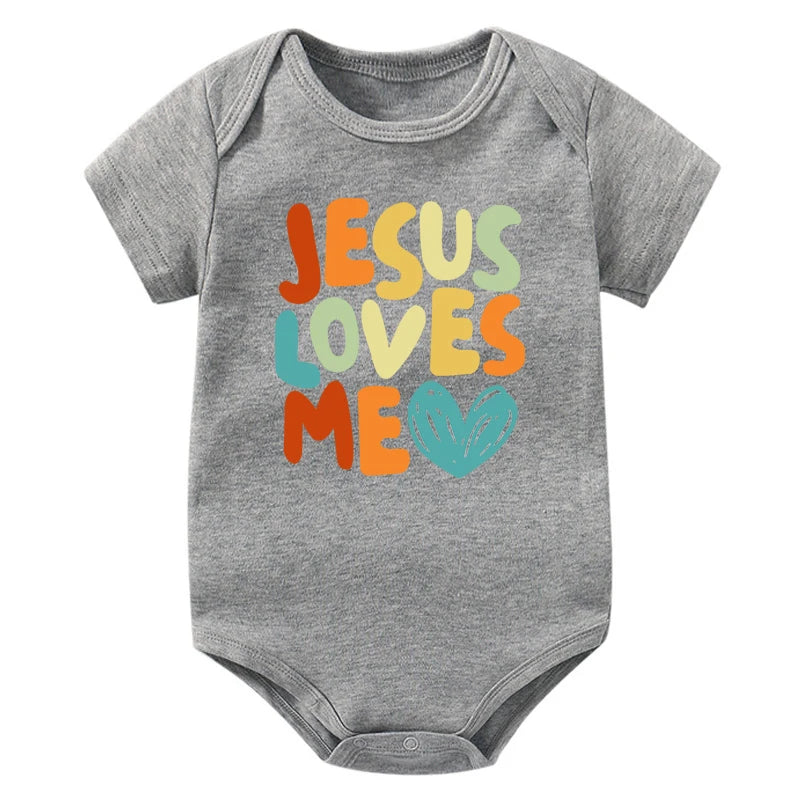 Jesus Loves Me Printed Baby Bodysuit Romper