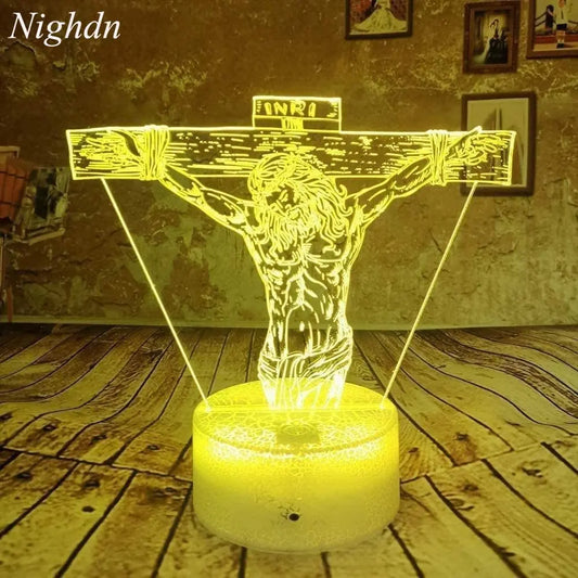 The Cross of God Jesus LED Illusion Lamp