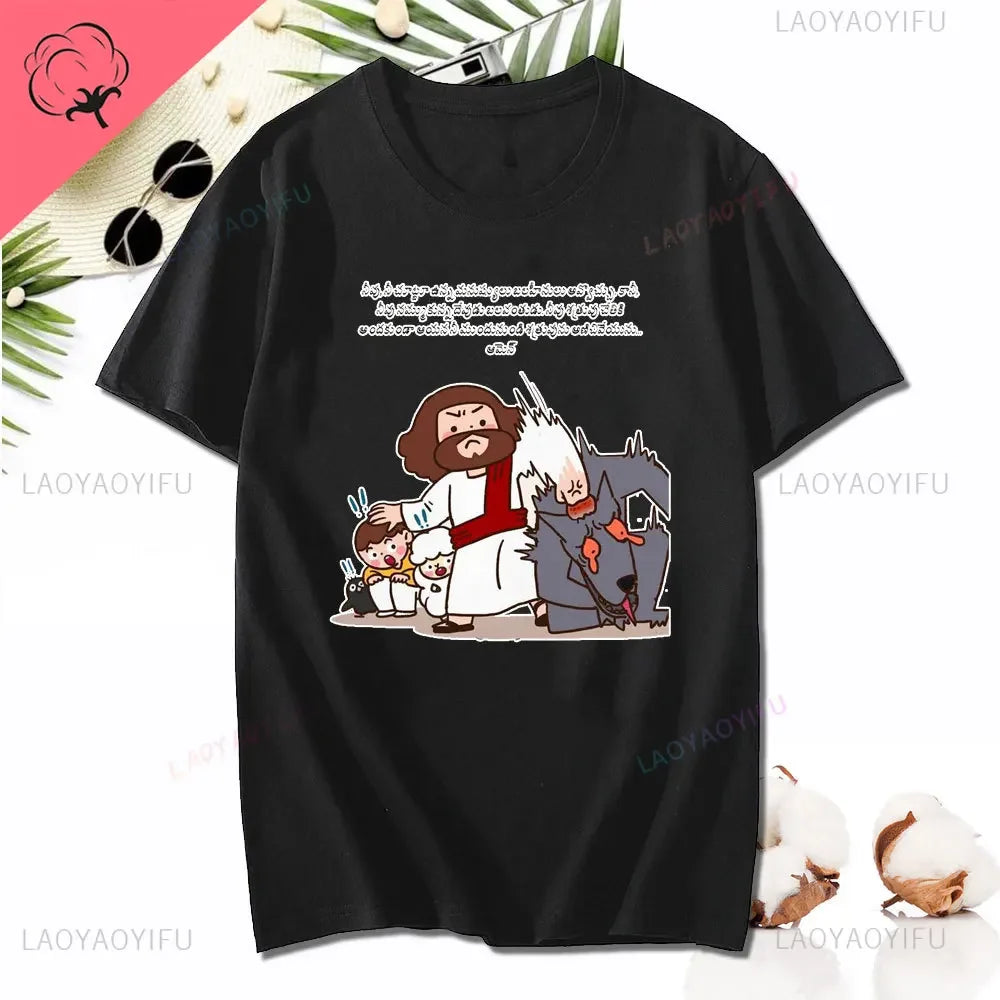 Jesus Bandage Print Modal T Shirt